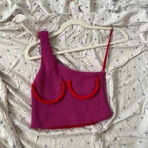 Orseund Iris One Shoulder Ribbed Knit Tank Top